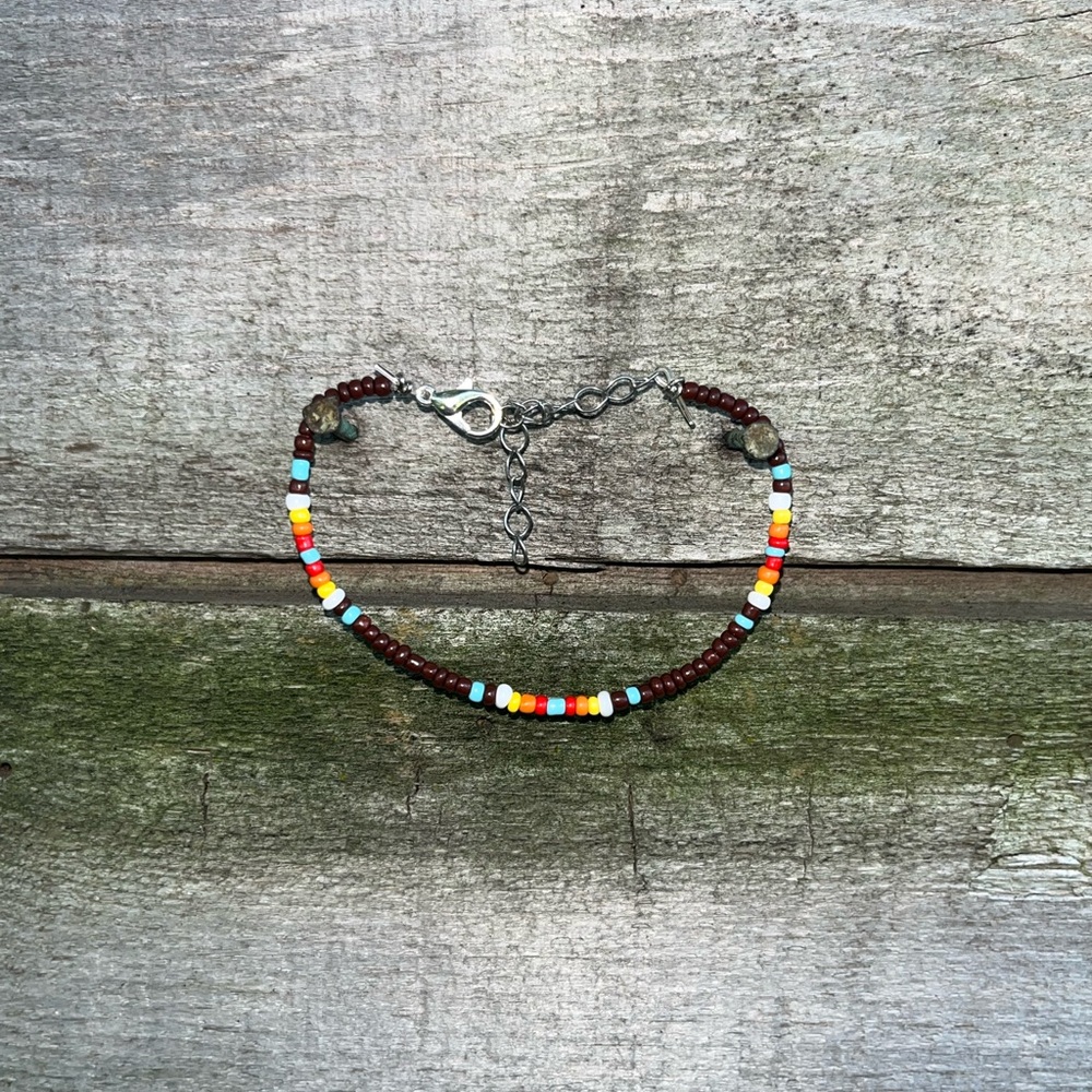 Handmade Colorful Brown Beaded Bracelet